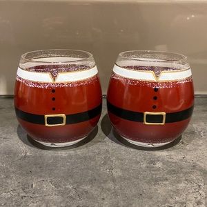 Pair of Santa Claus stemless wine glasses